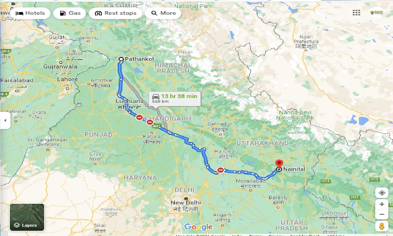 pathankot-to-nainital-taxi