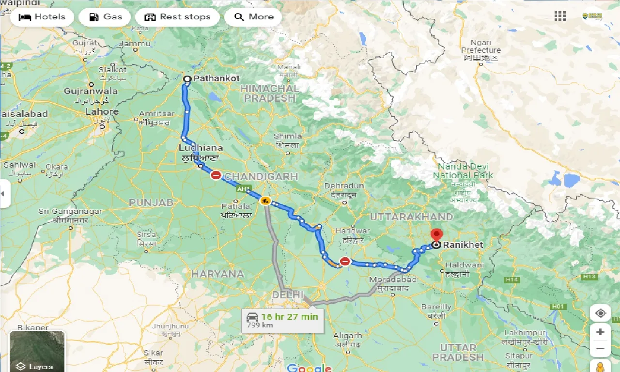 pathankot-to-ranikhet-taxi