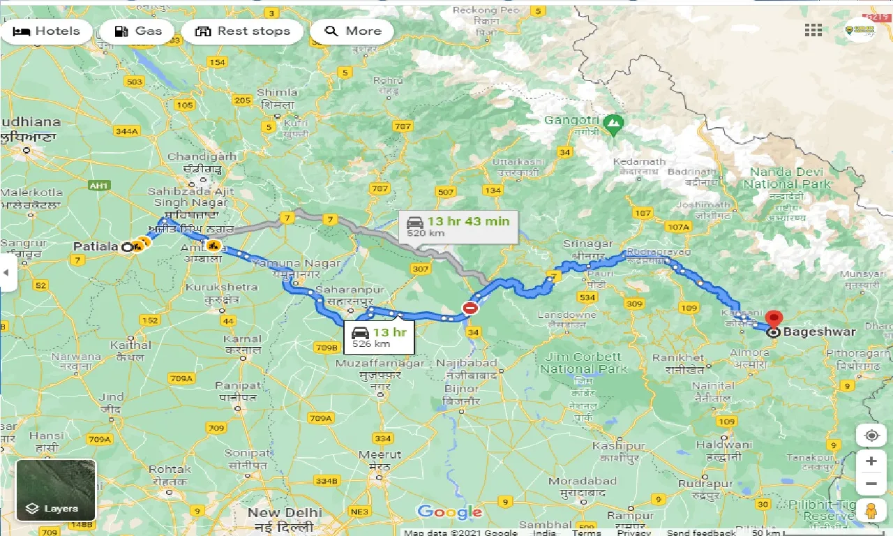 patiala-to-bageshwar-taxi