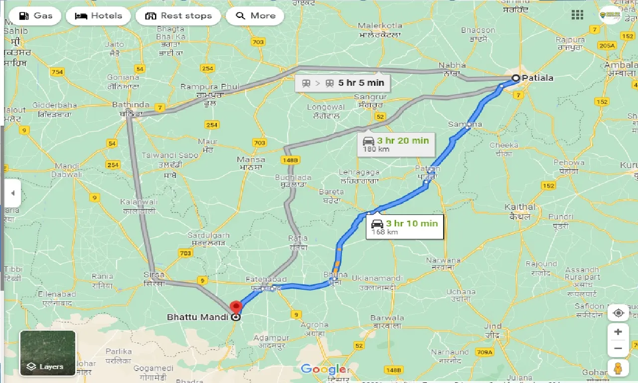 patiala-to-bhattu-mandi-one-way