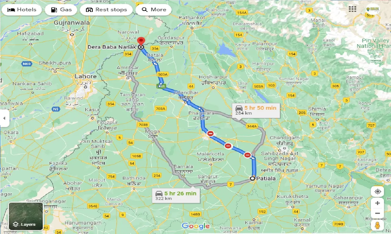 patiala-to-dera-baba-nanak-one-way