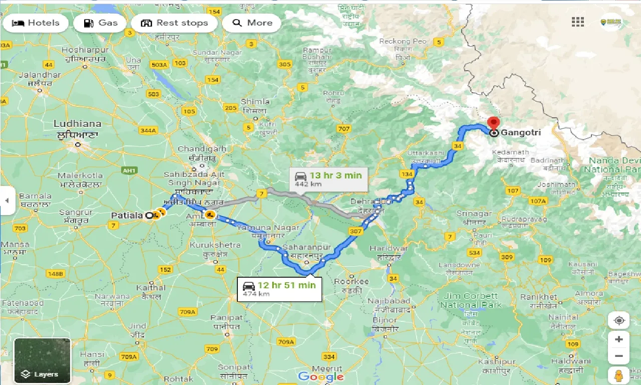 patiala-to-gangotri-one-way