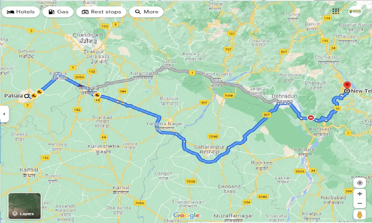 patiala-to-new-tehri-one-way