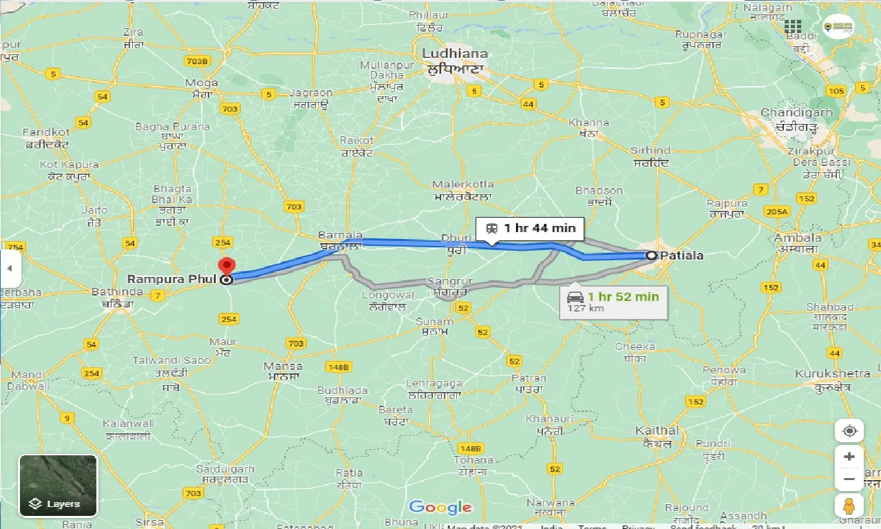 patiala-to-rampura-phul-one-way
