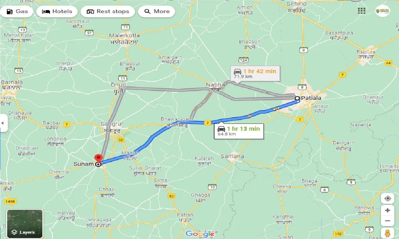 patiala-to-sunam-one-way