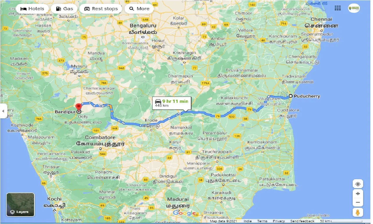 pondicherry-to-bandipur-national-park-round-trip