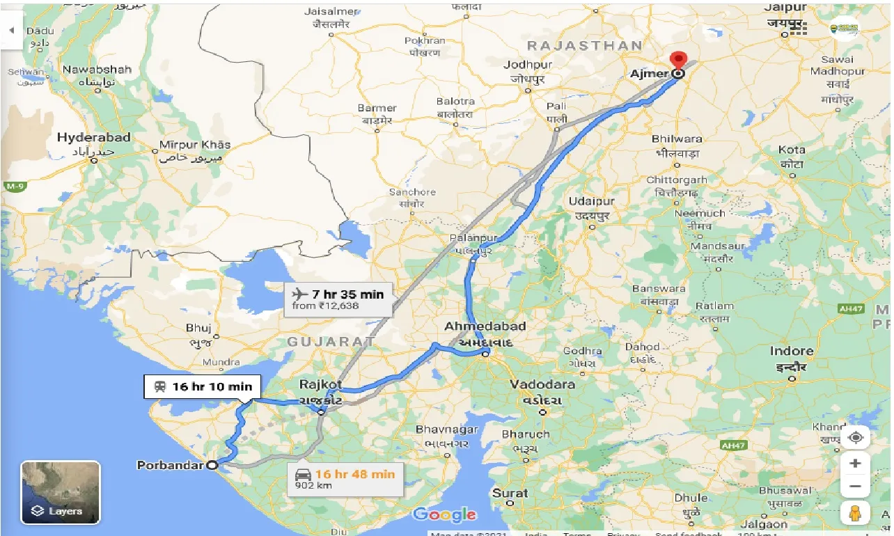 porbandar-to-ajmer-one-way