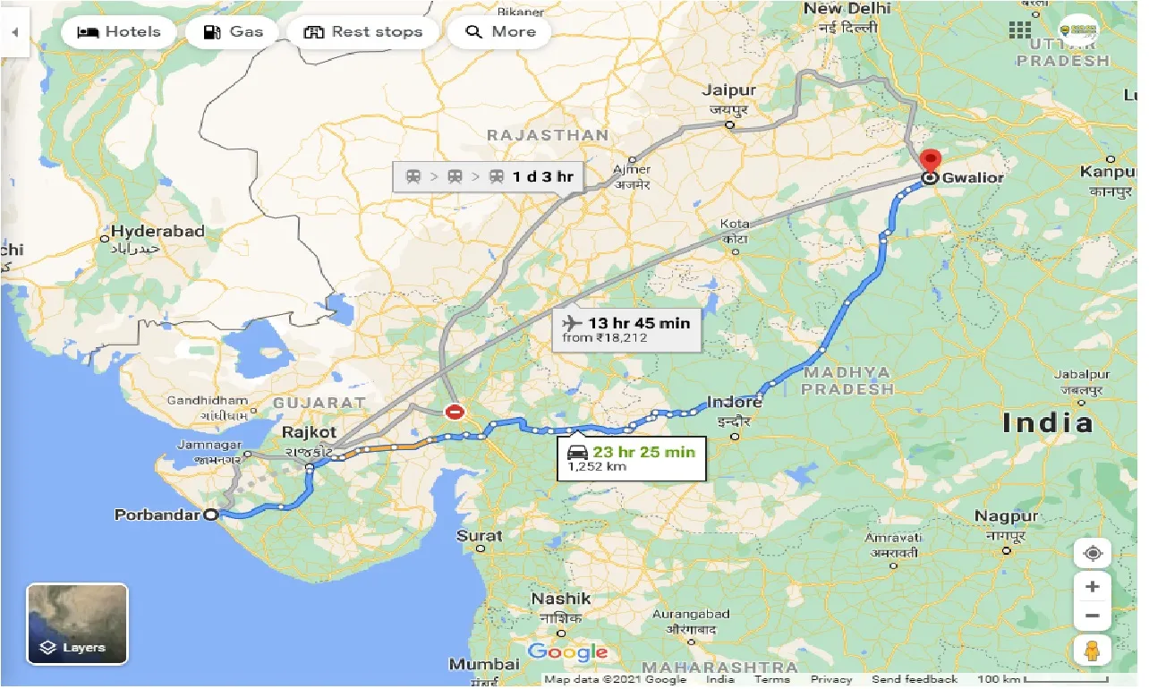 porbandar-to-gwalior-taxi