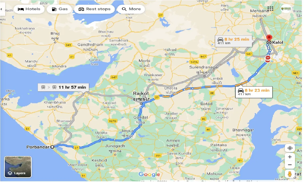 porbandar-to-kalol-taxi