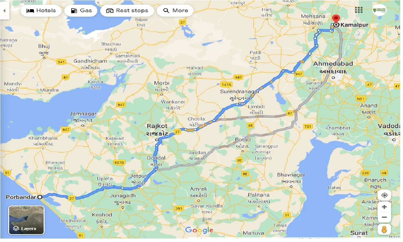porbandar-to-kamlapur-taxi