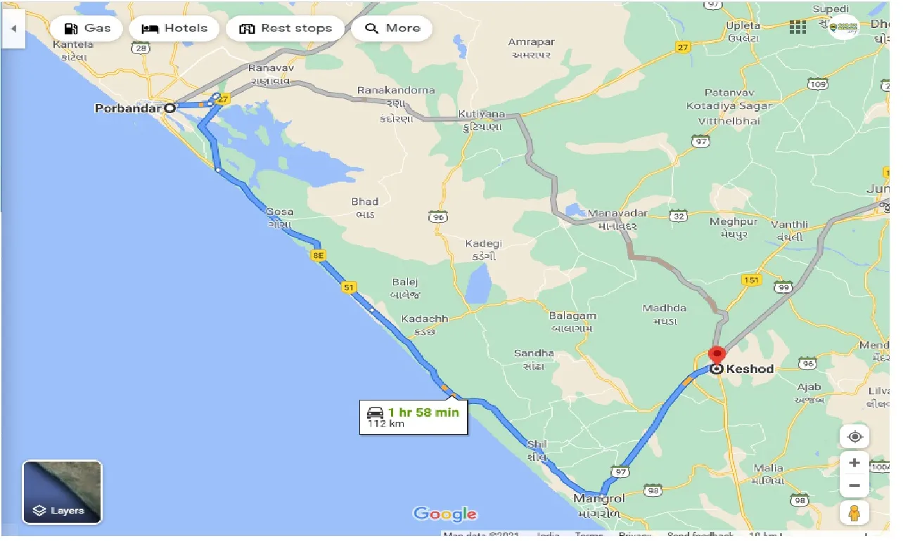 porbandar-to-keshod-one-way
