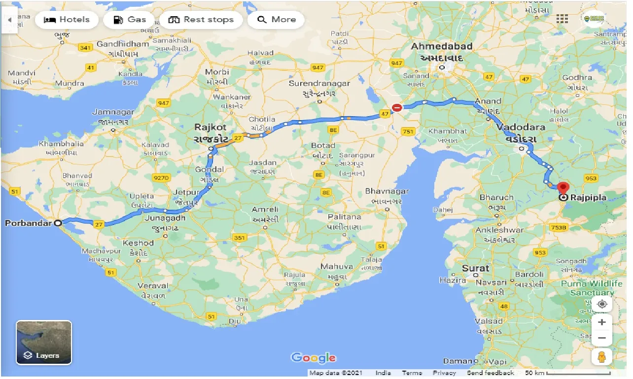 porbandar-to-rajpipla-taxi