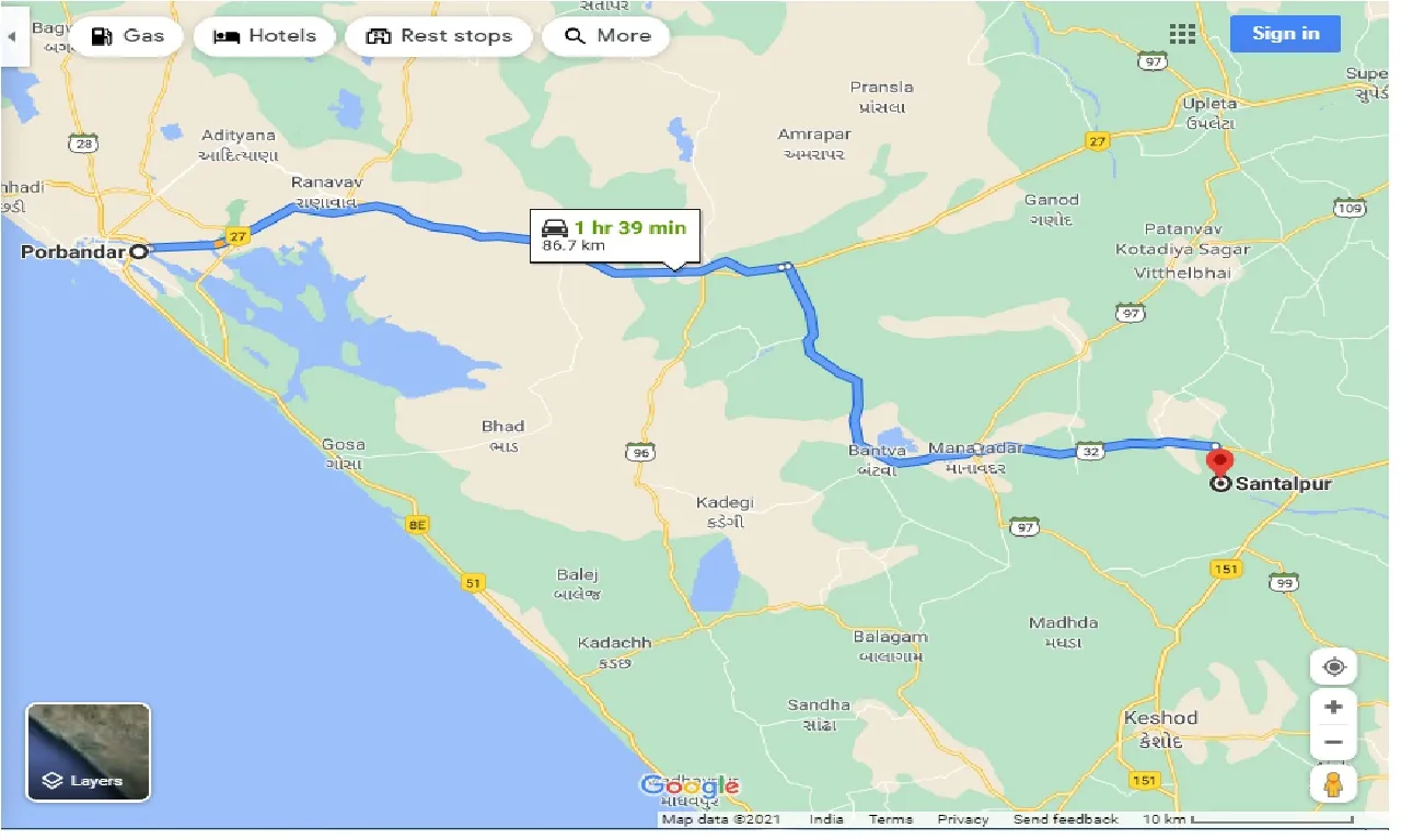 porbandar-to-santalpur-taxi