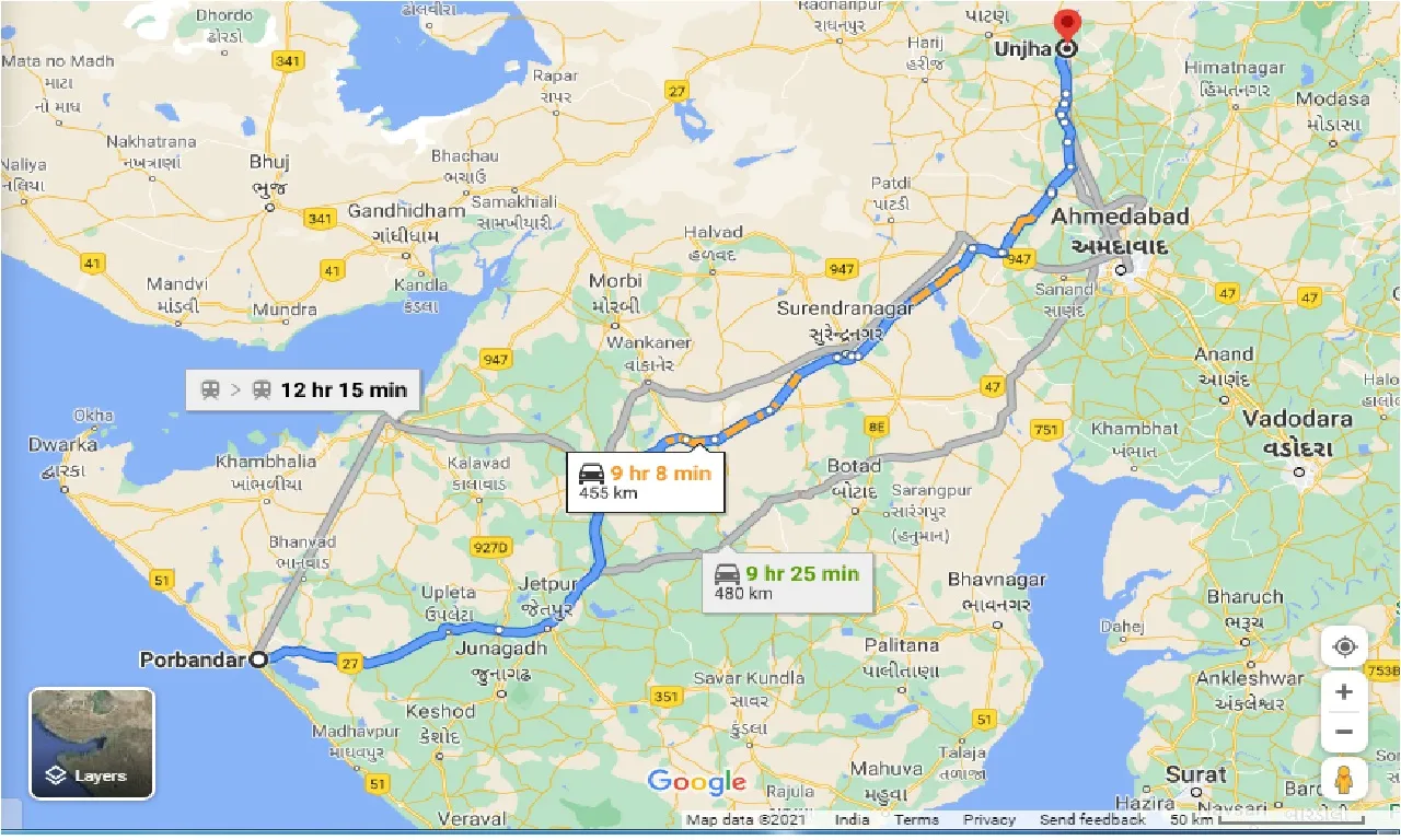 porbandar-to-unjha-taxi