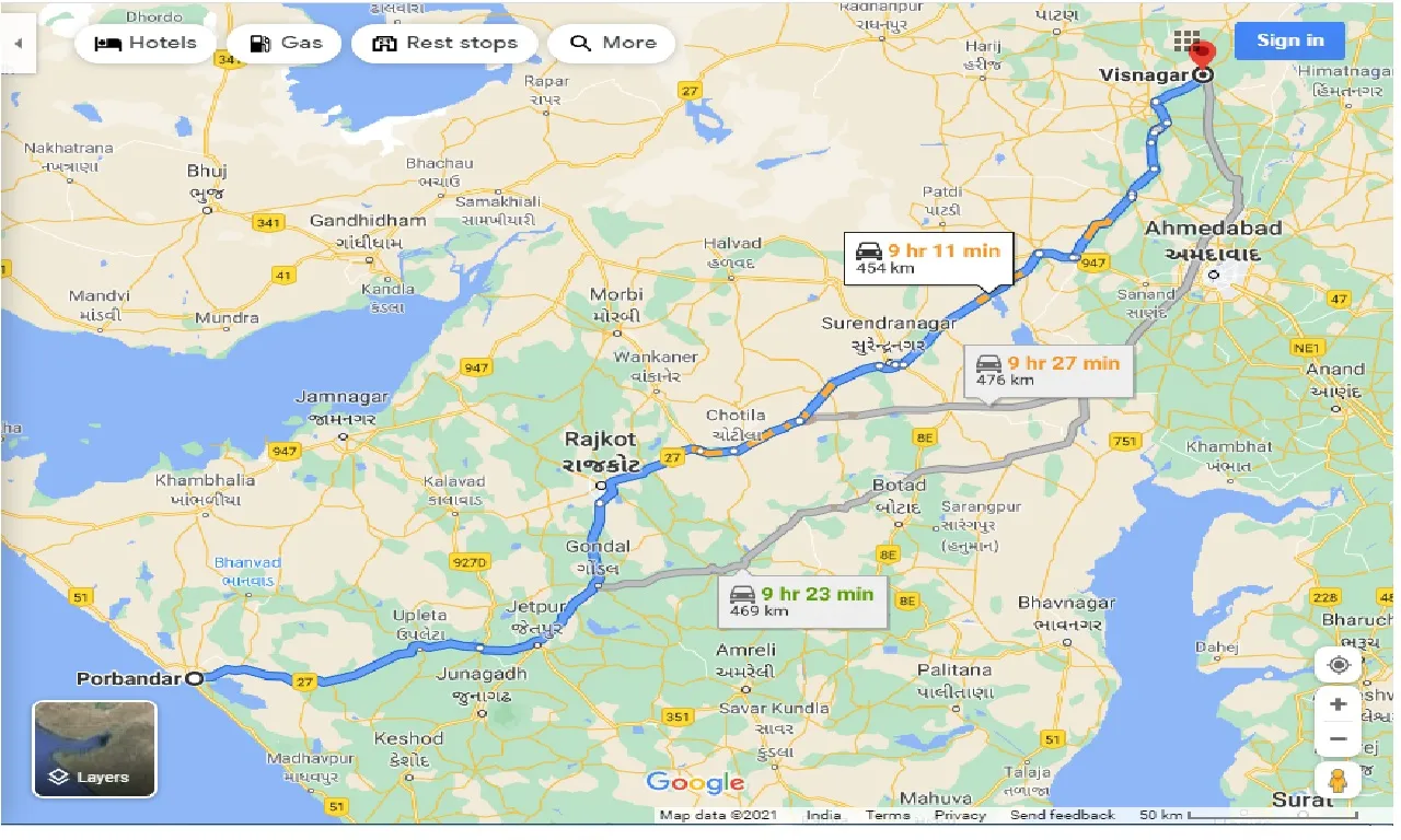 porbandar-to-visnagar-taxi