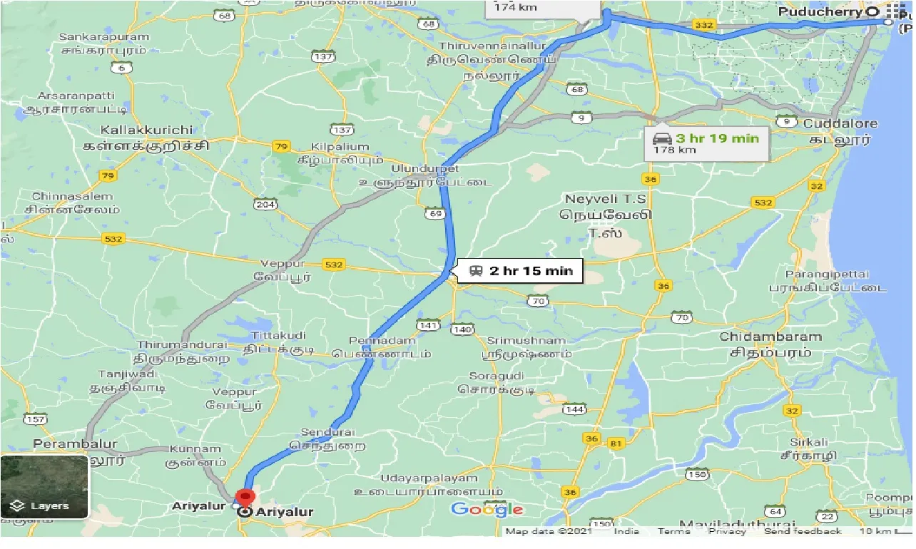 puducherry-to-ariyalur-taxi