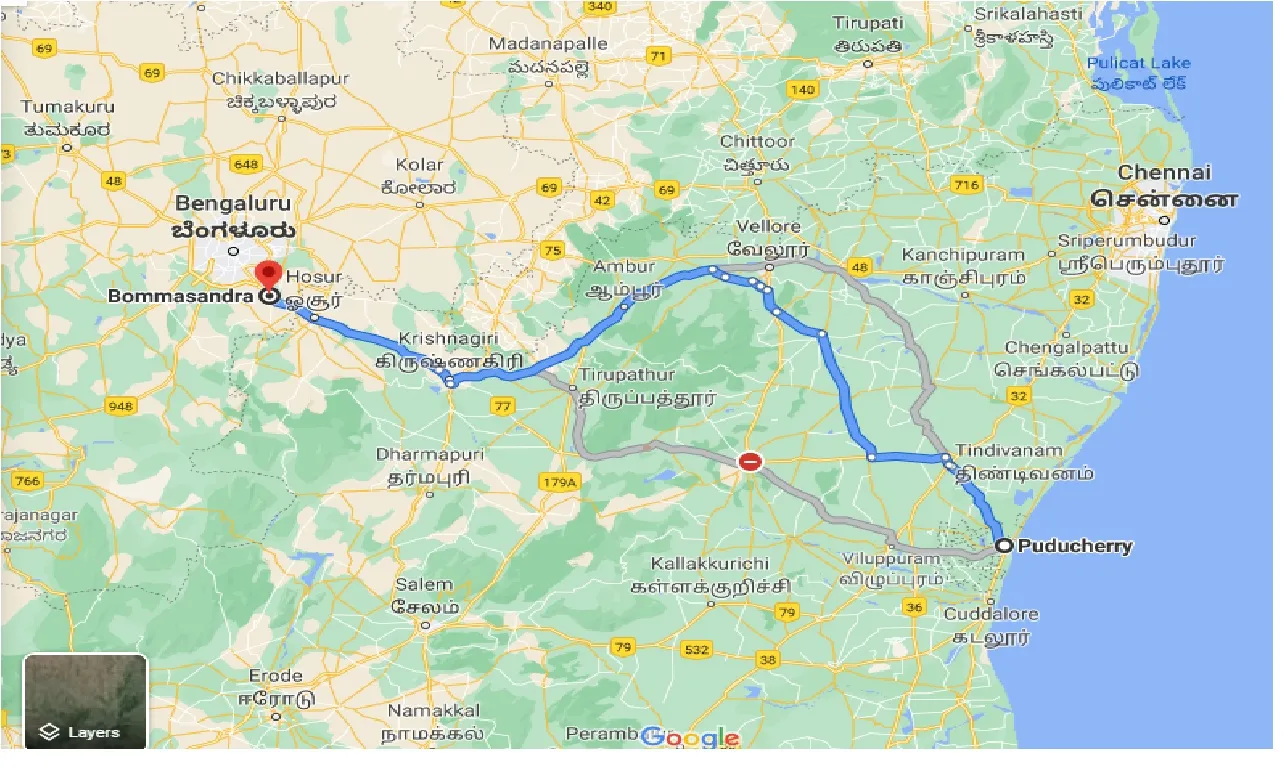 puducherry-to-bommasandra-one-way