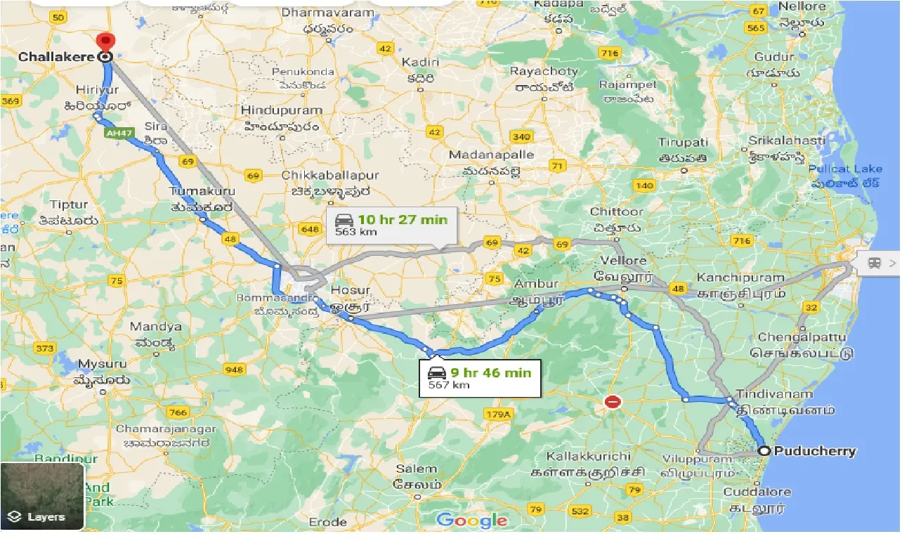 puducherry-to-challakere-one-way