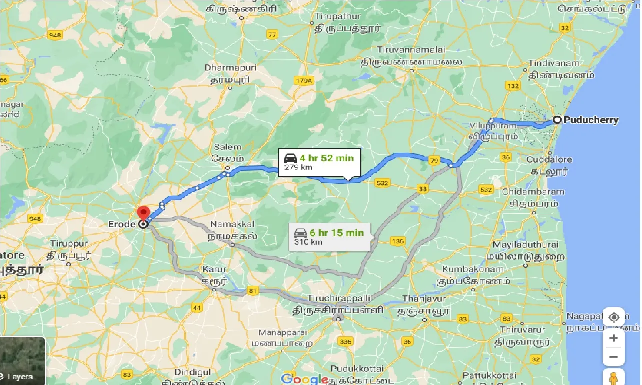 puducherry-to-erode-one-way