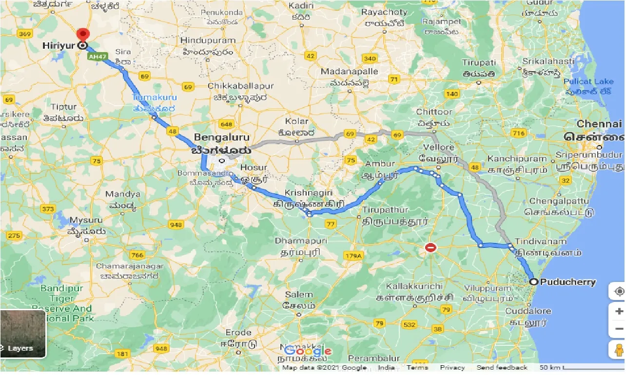 puducherry-to-hiriyur-one-way