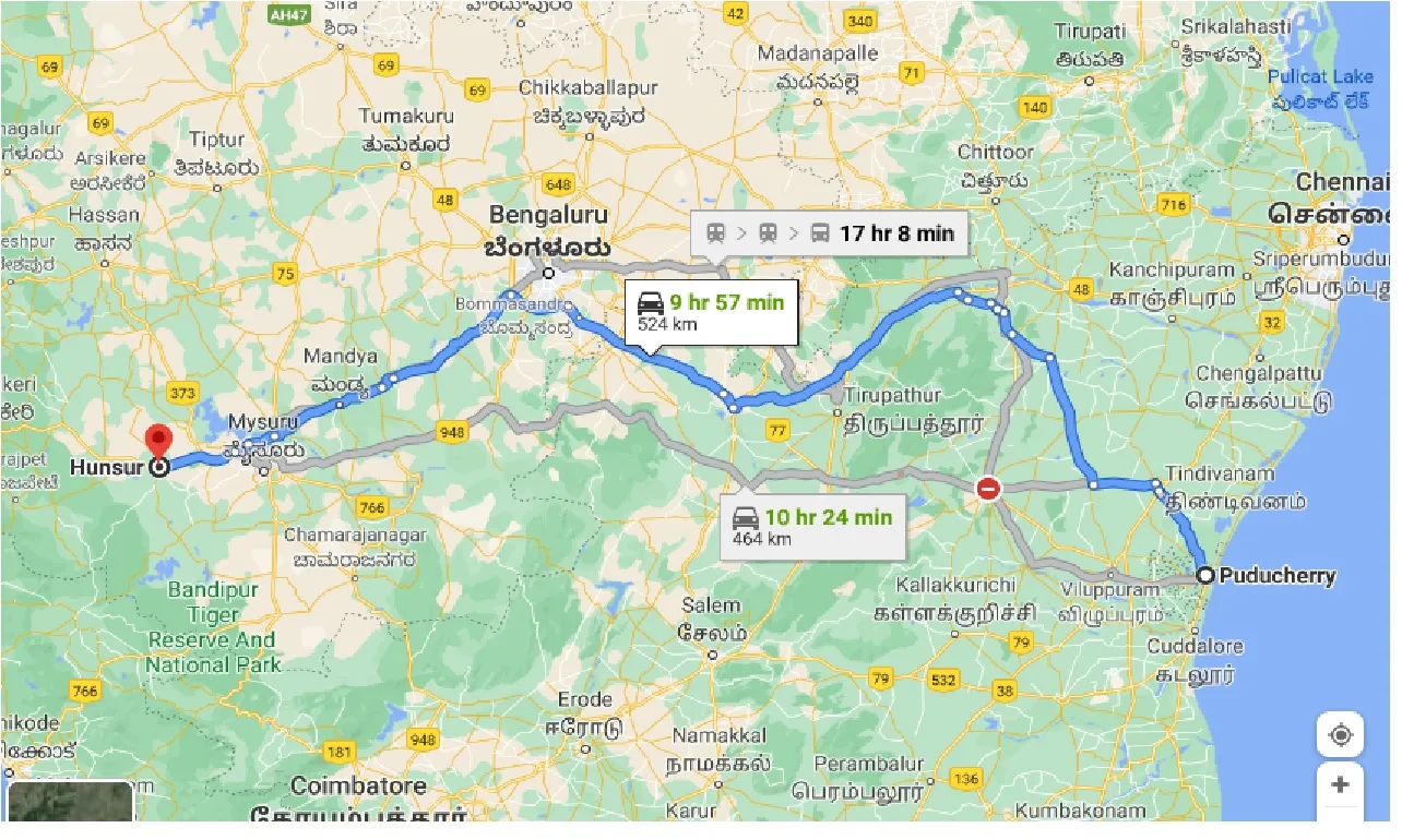 puducherry-to-hunsur-taxi