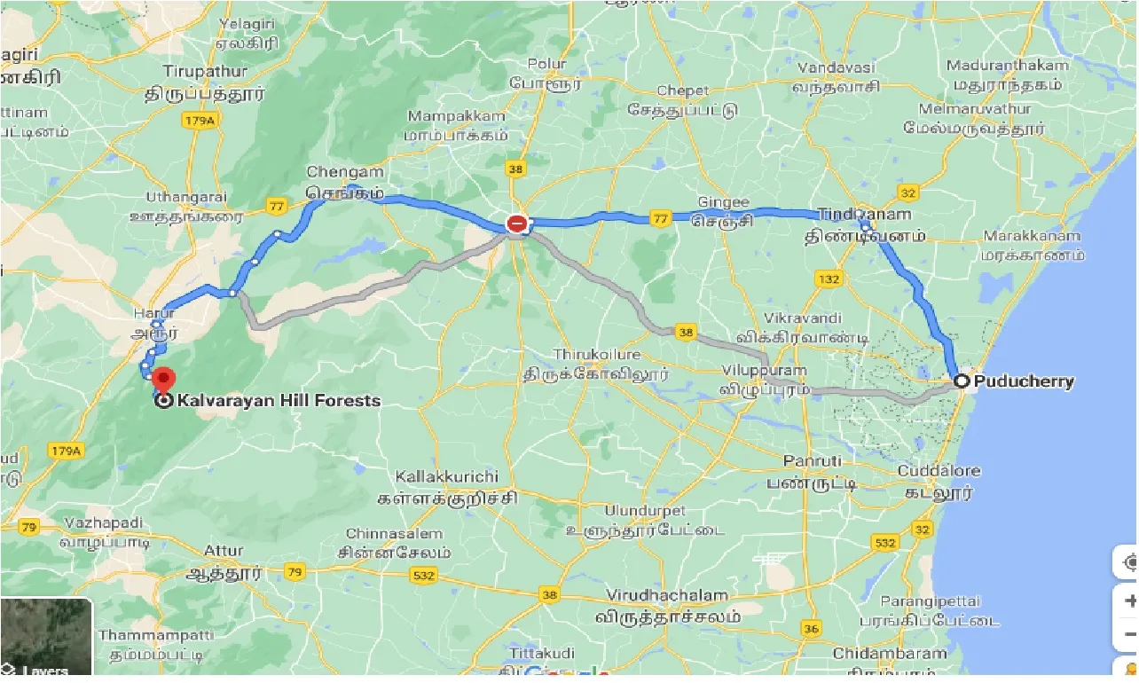 puducherry-to-kalvarayan-hill-forest-taxi