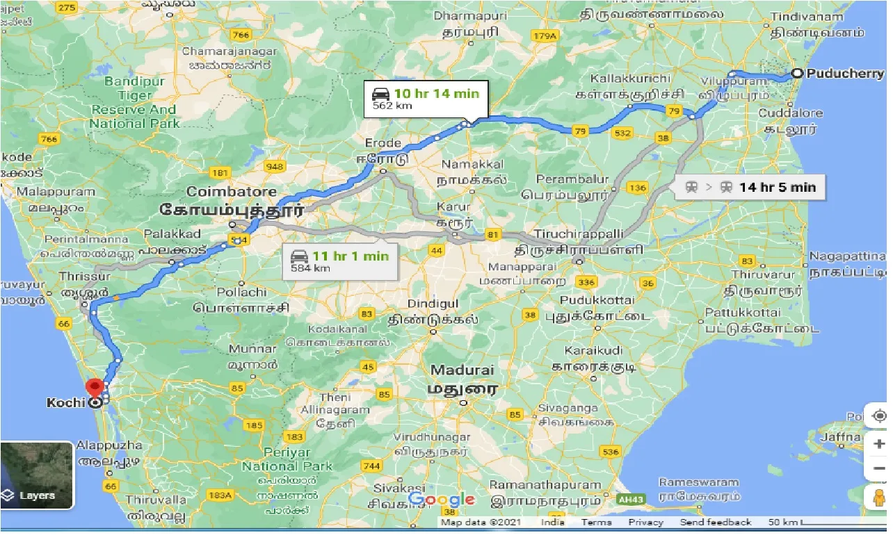 puducherry-to-kochi-one-way