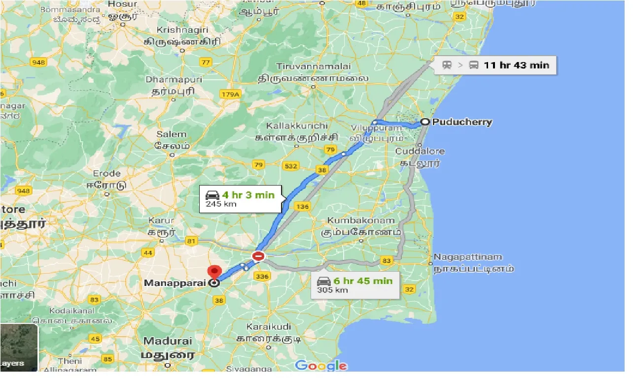 puducherry-to-manapparai-one-way