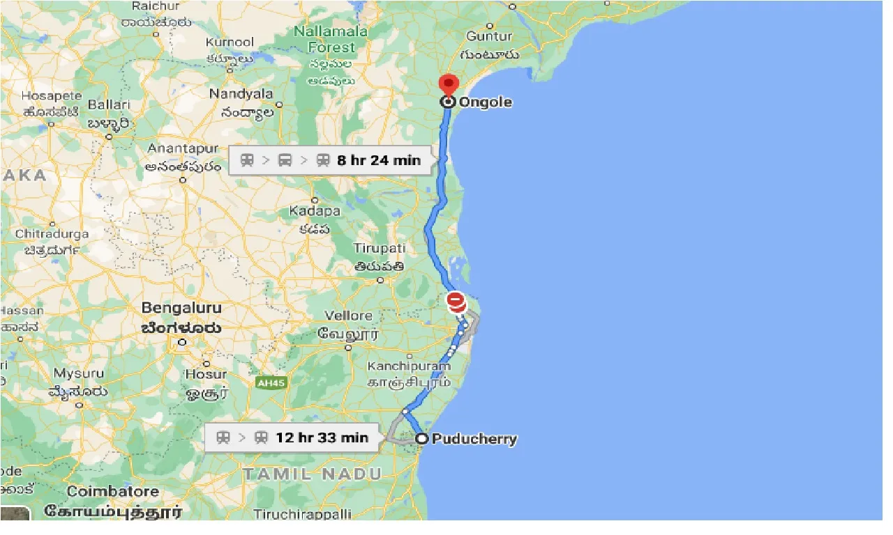 puducherry-to-ongole-one-way
