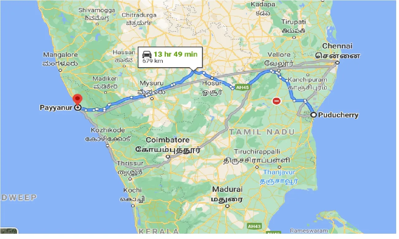 puducherry-to-payyanur-one-way