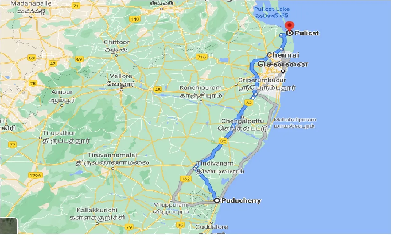 puducherry-to-pulicat-lake-one-way