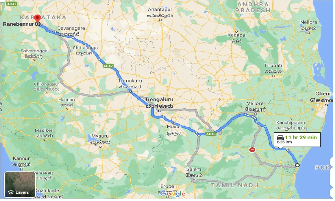 puducherry-to-ranebennur-one-way