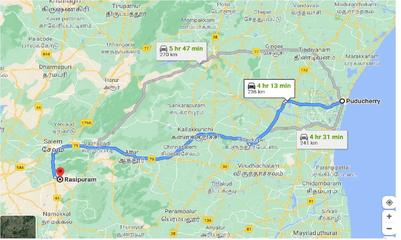 puducherry-to-rasipuram-taxi