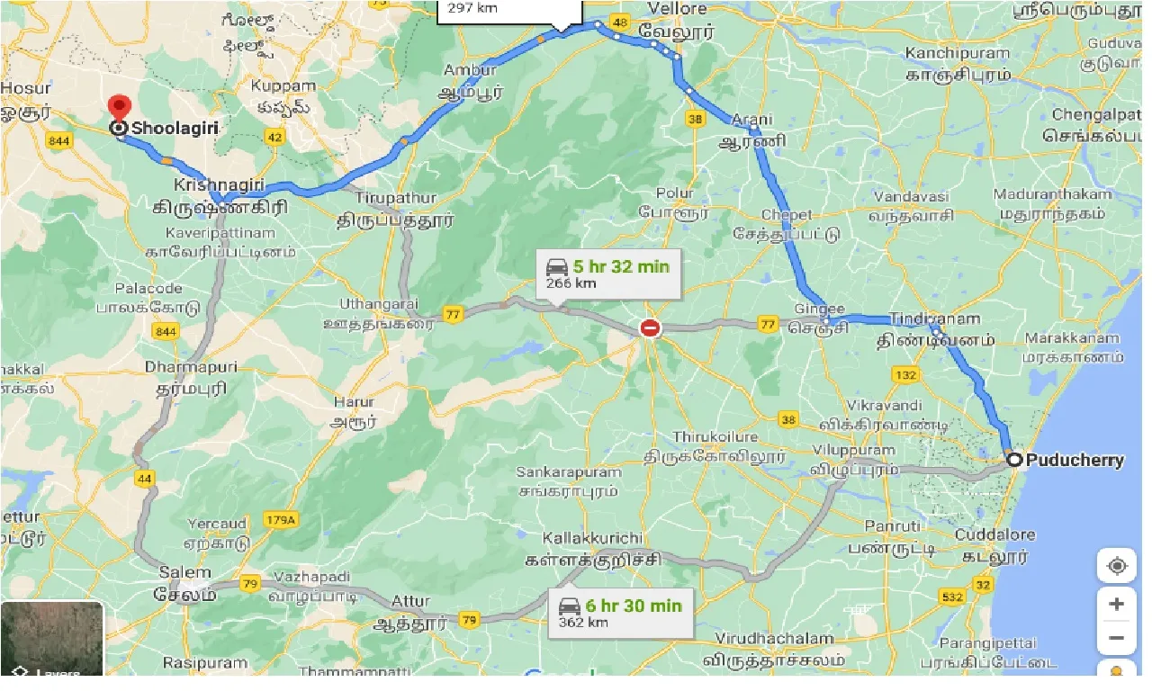 puducherry-to-shoolagiri-taxi