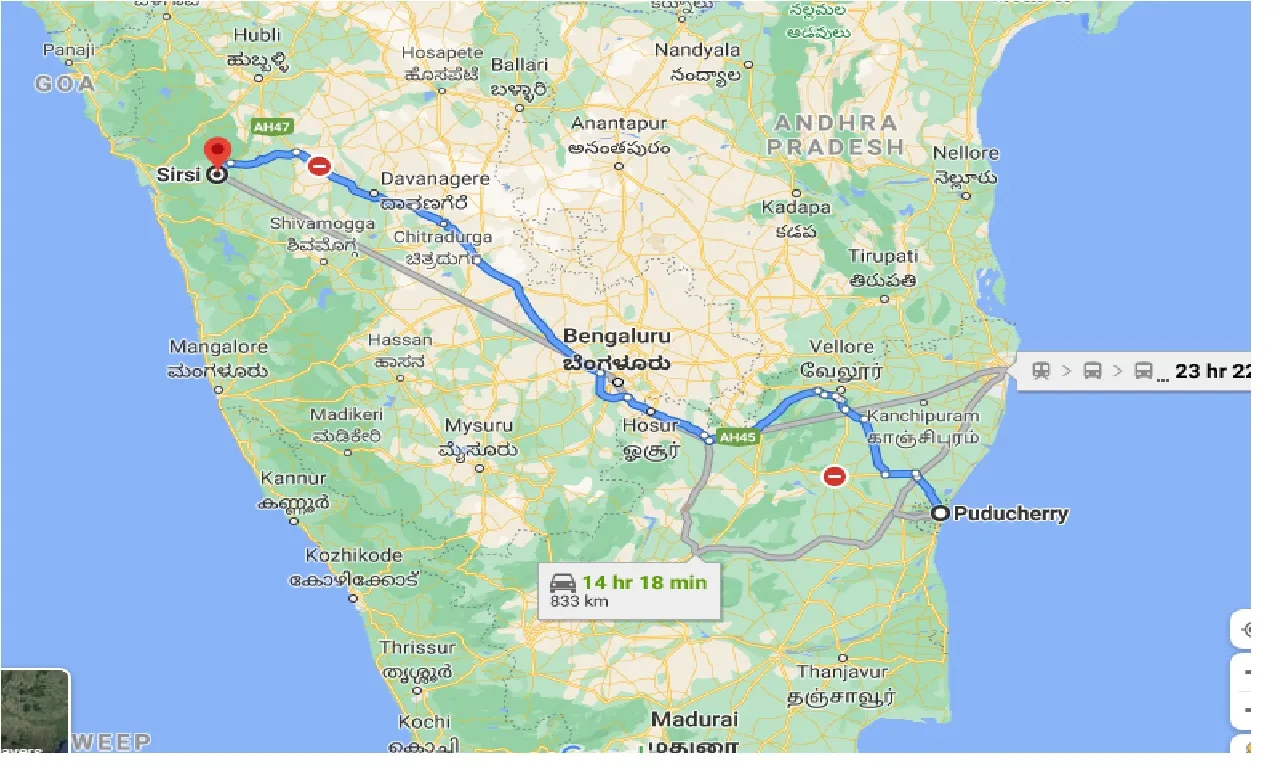 puducherry-to-sirsi-one-way