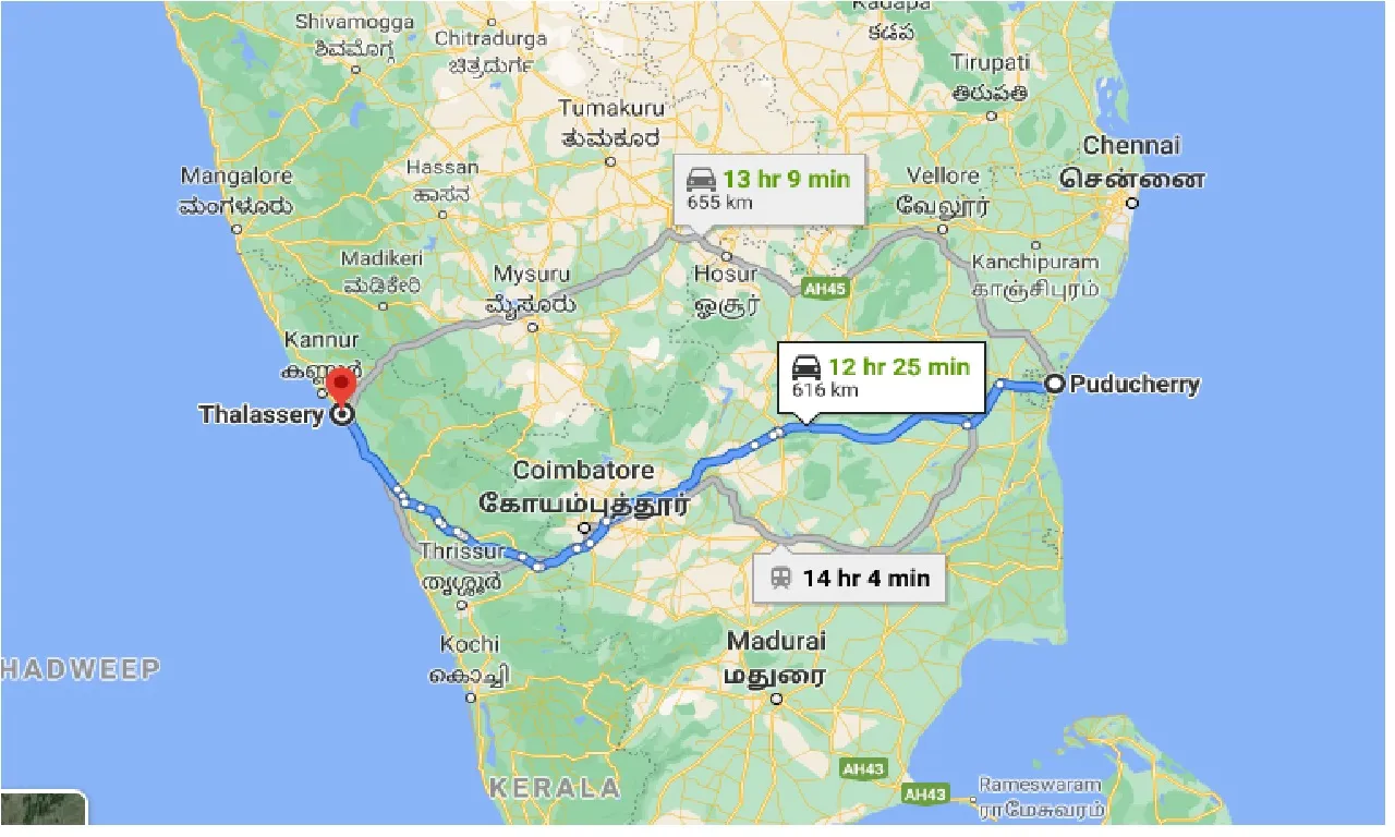 puducherry-to-thalassery-taxi