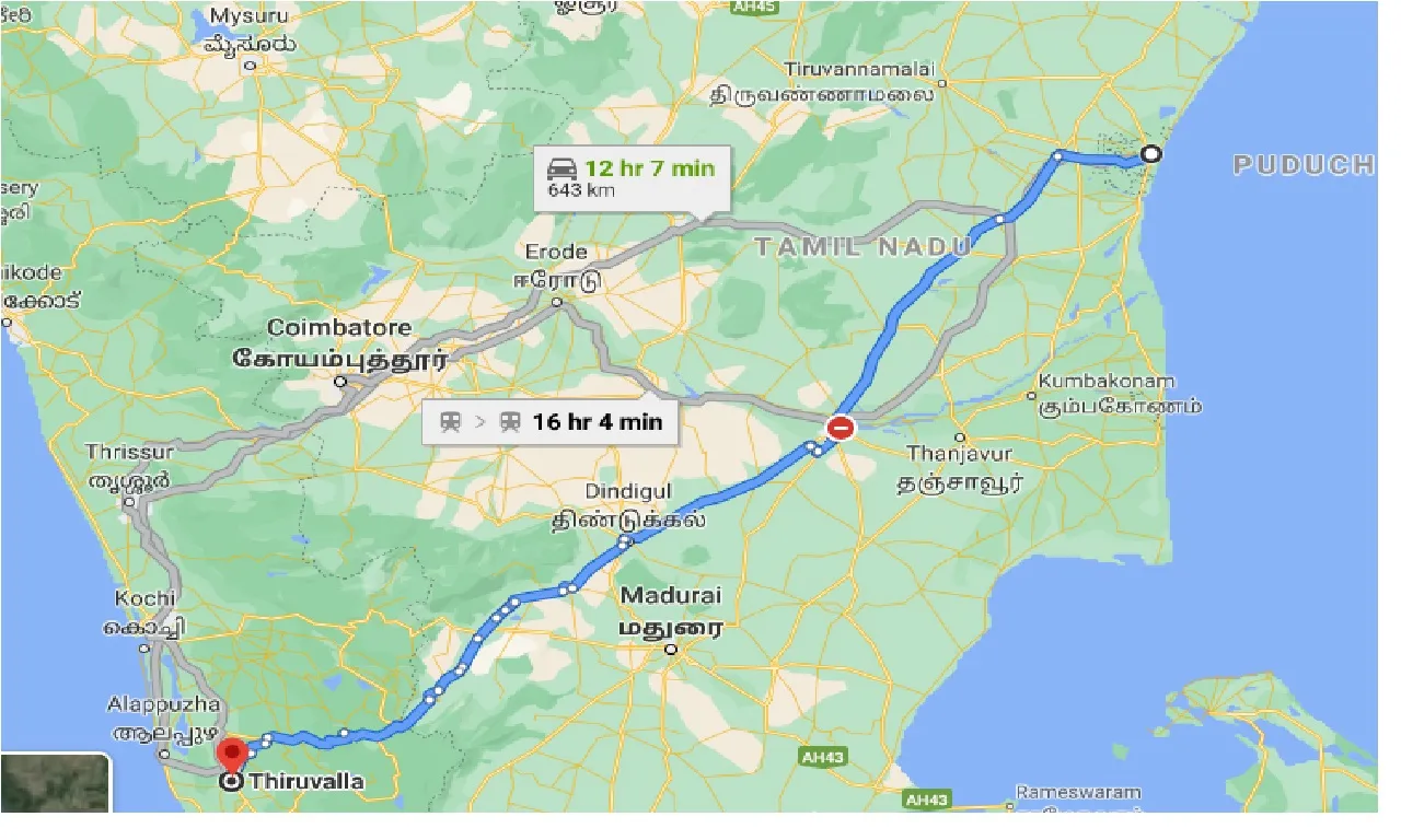 puducherry-to-thiruvalla-taxi
