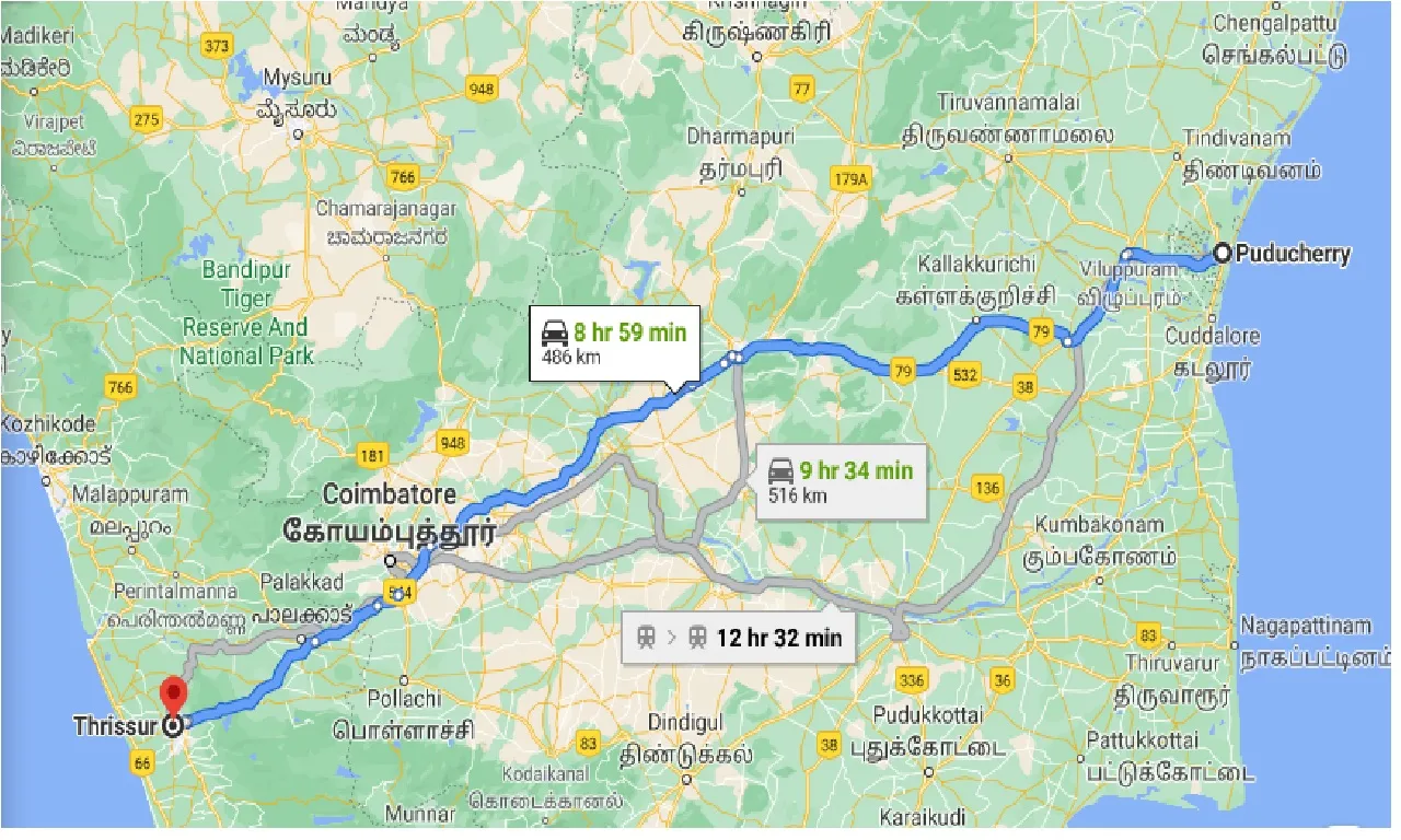 puducherry-to-thrissur-taxi