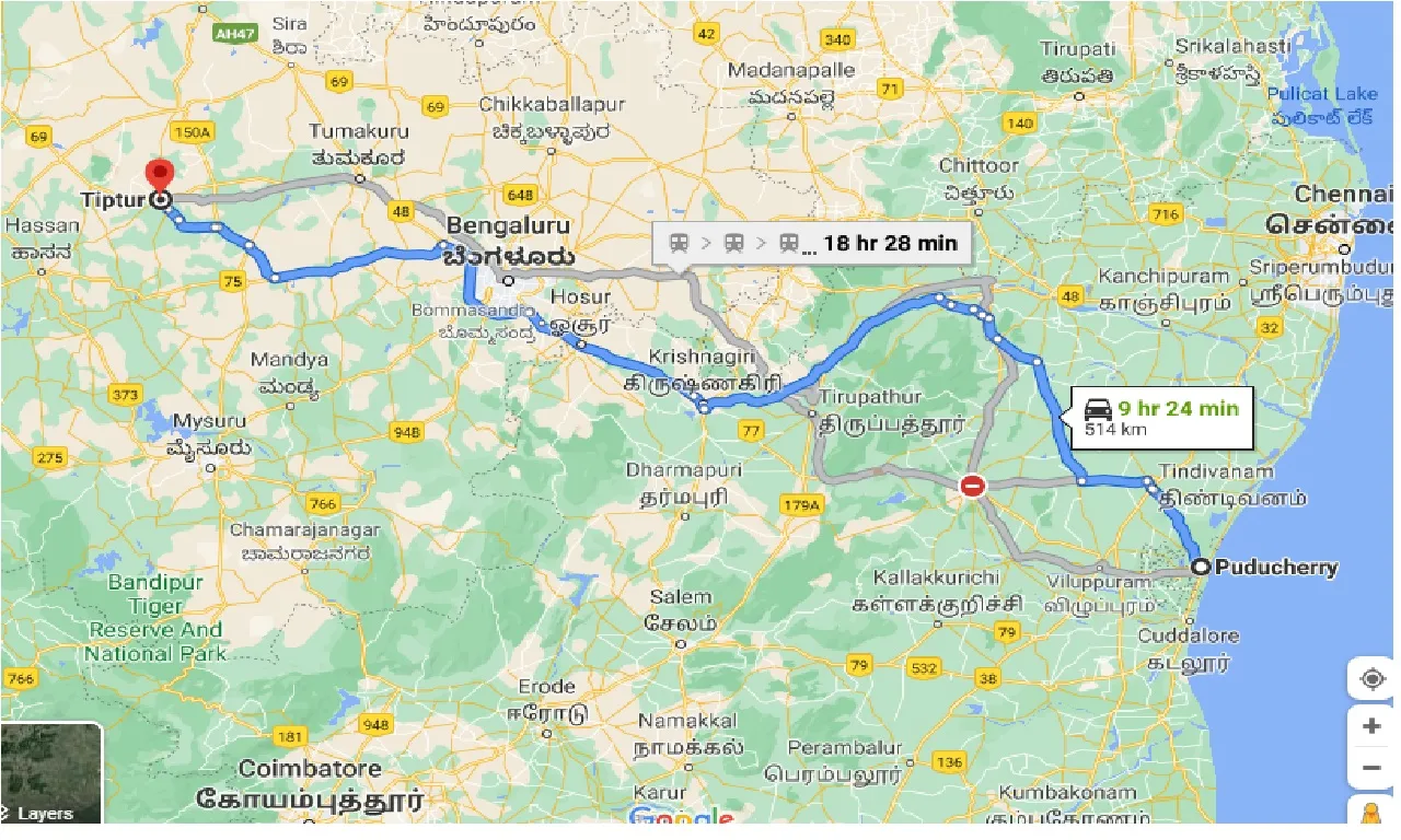 puducherry-to-tiptur-taxi