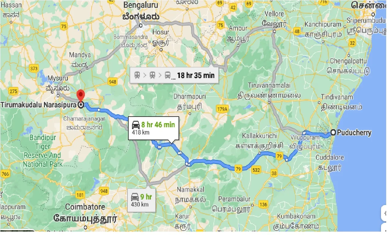 puducherry-to-tirumakudalu-narasipura-one-way