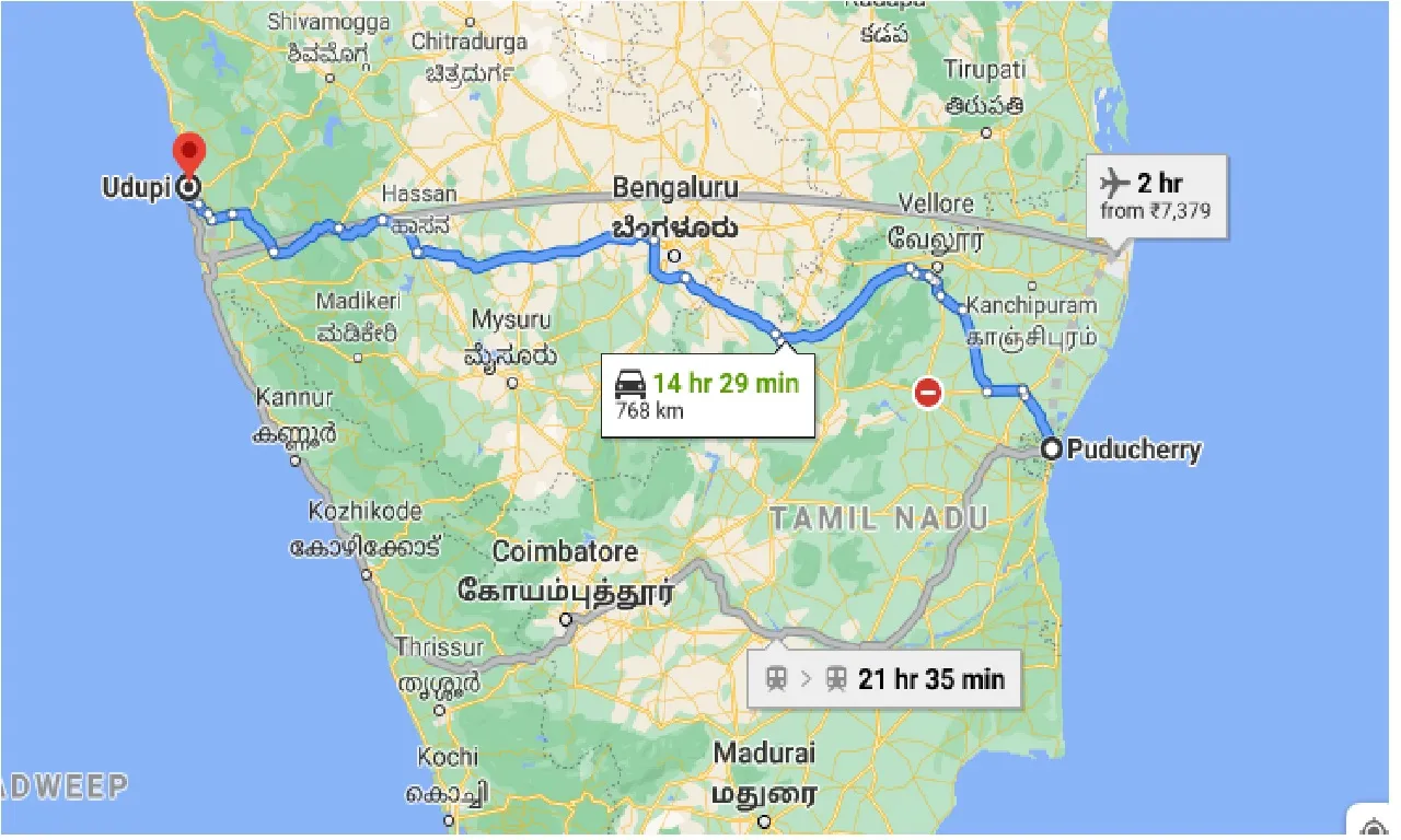puducherry-to-udupi-one-way