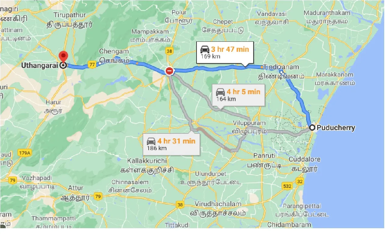 puducherry-to-uthangarai-one-way