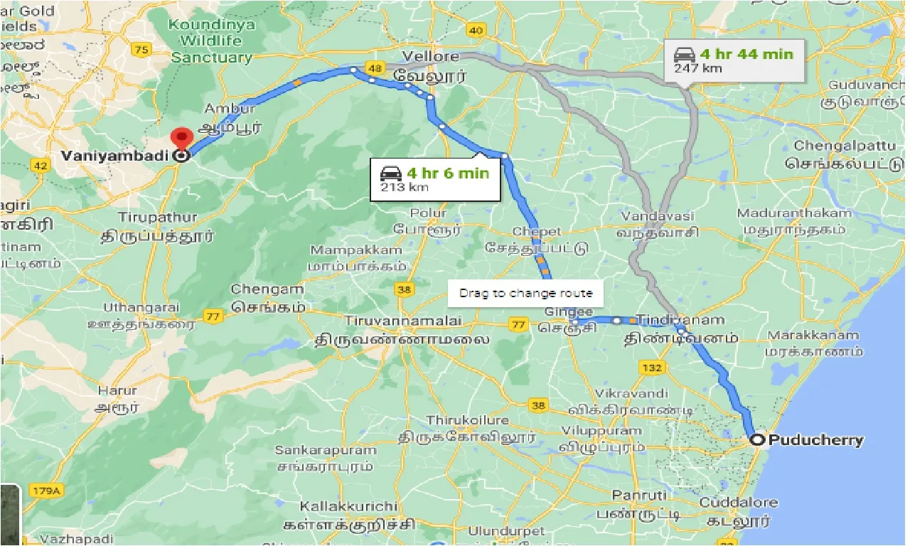 puducherry-to-vaniyambadi-one-way