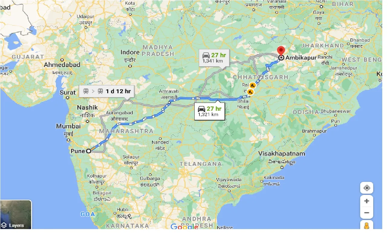 pune-to-ambikapur-taxi