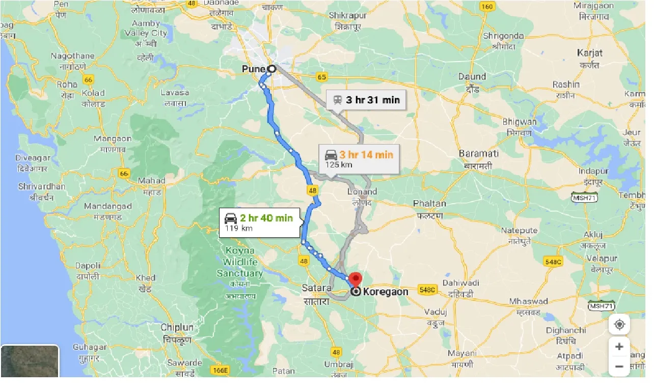 pune-to-koregaon-one-way