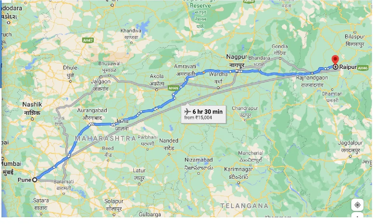 pune-to-raipur-one-way