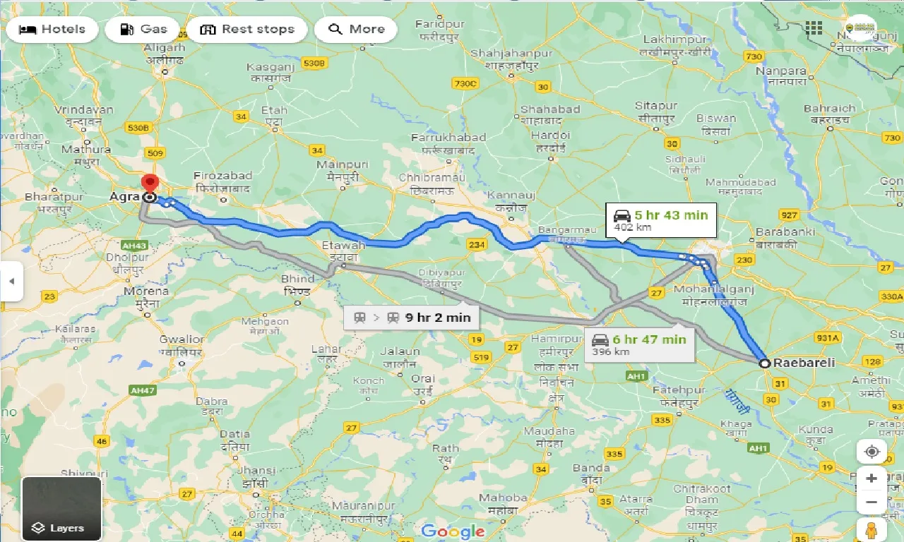 raebareli-to-agra-one-way