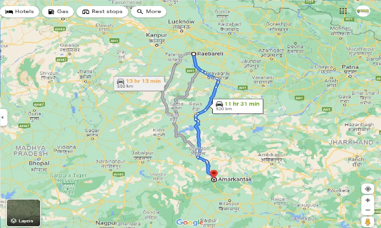 raebareli-to-amarkantak-taxi
