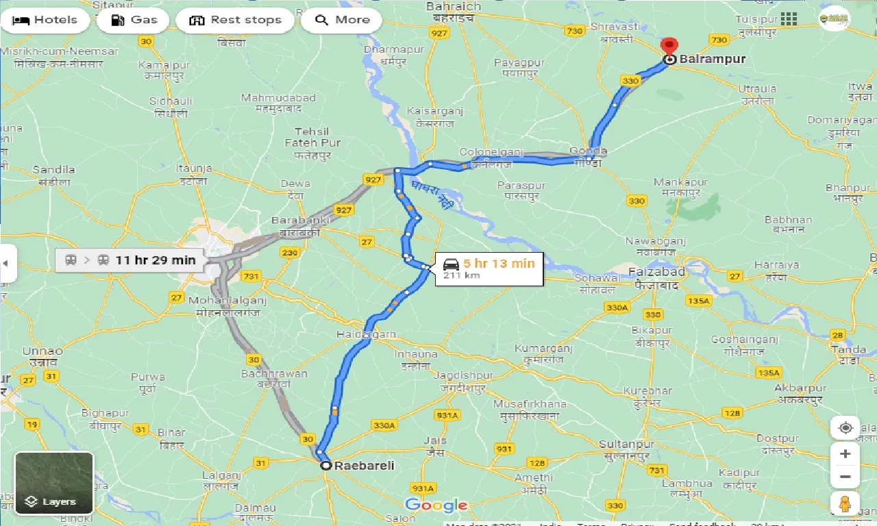raebareli-to-balrampur-taxi
