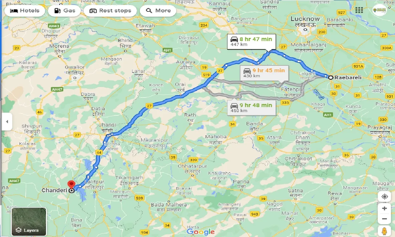 raebareli-to-chanderi-taxi
